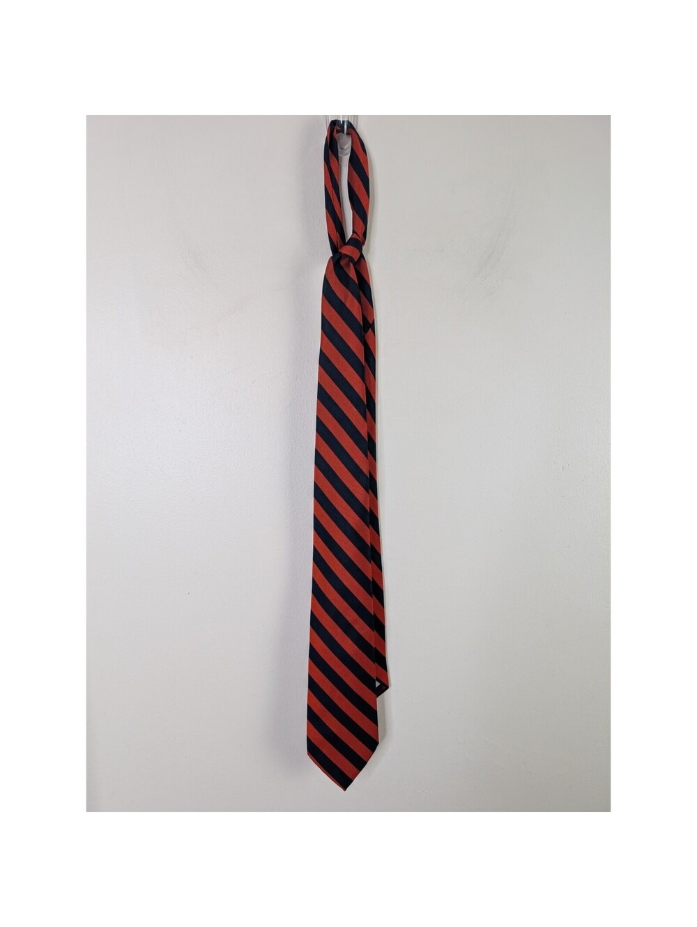 London 400 Tie By Cambridge Apparel Orange And Blue Stripes Silk Men's Necktie